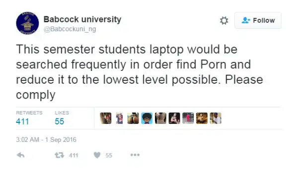 Is this for real? Babcock University to search students laptop for p*rn